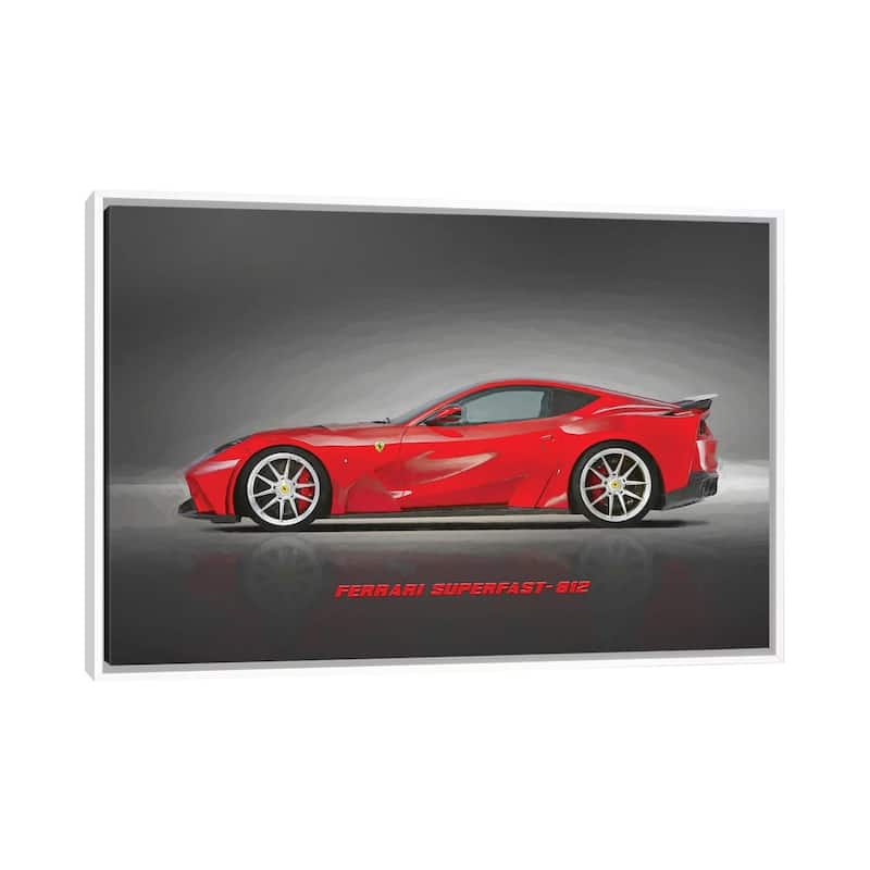 iCanvas "Ferrari Superfast 812 In Watercolor" by Paul Rommer Framed Canvas Print - White - 18x26