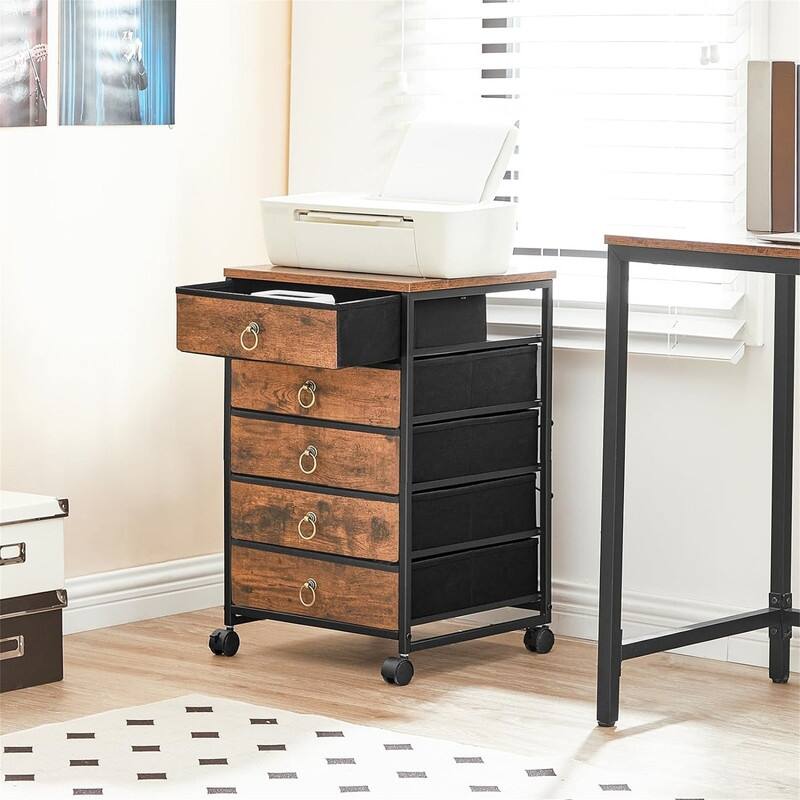 5-Drawer Chest File Cabinet - 15.7"D x 15.7"W x 25.7"H - Rustic Brown