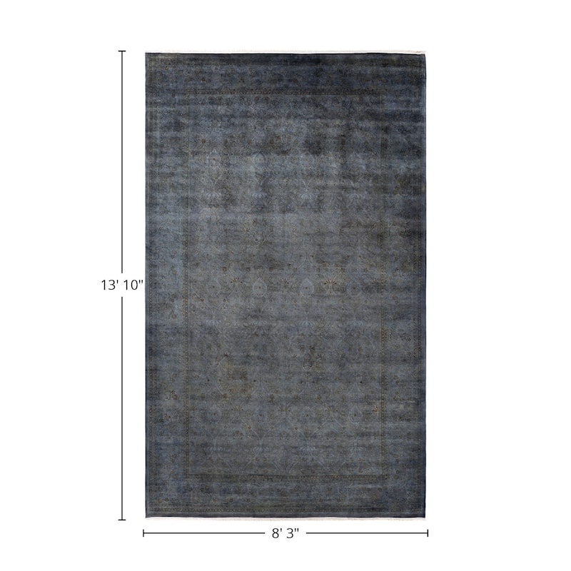 Overton Hand Knotted Wool Vintage Inspired Modern Contemporary Overdyed Gray Area Rug - 8' 3" x 13' 10"