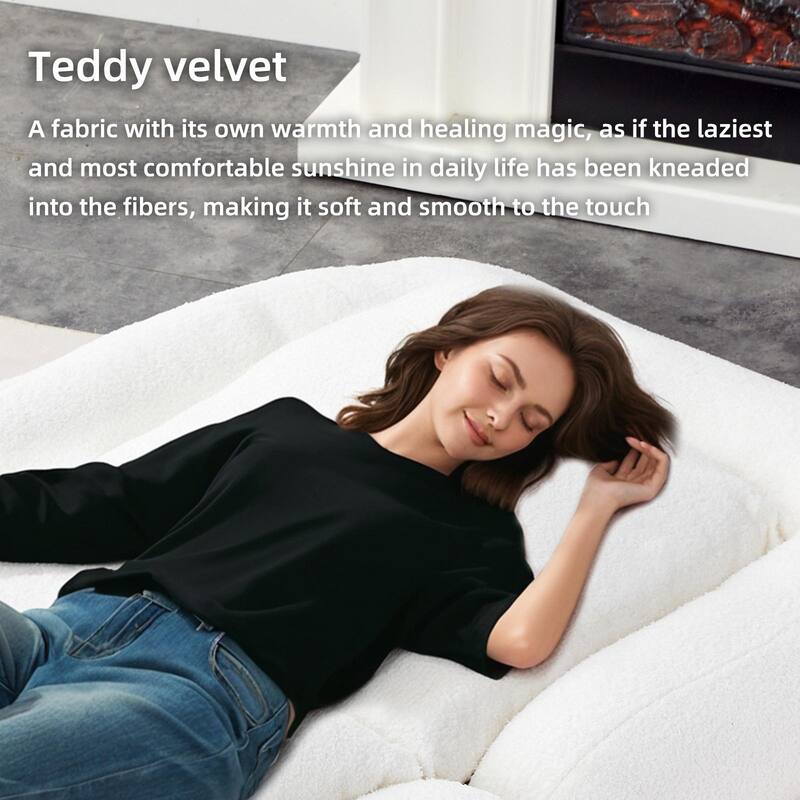 Folding Sofa Chair with 5 Adjustable Positions, Plush Floor Lounge Chair