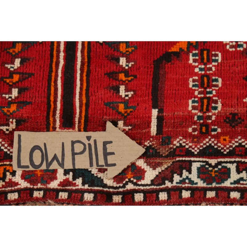 Hand Knotted Oriental 100% Wool Carpet Traditional Tribal Red Shiraz Area Rug - 4' 10'' X 3' 7''