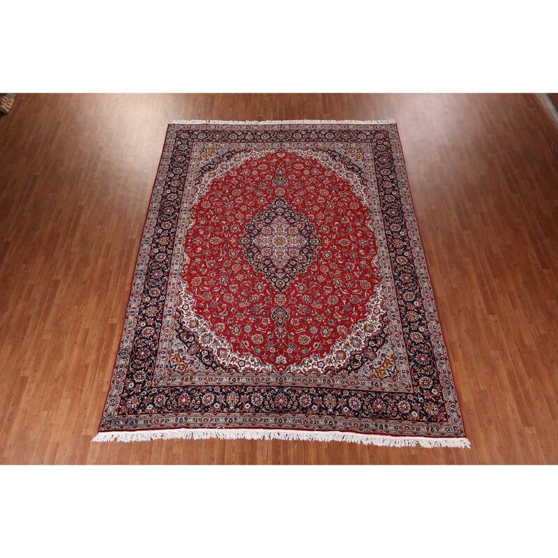 Traditional Kashan Turkish Area Rug Living Room Machine Made Carpet - 9'9" x 12'7"