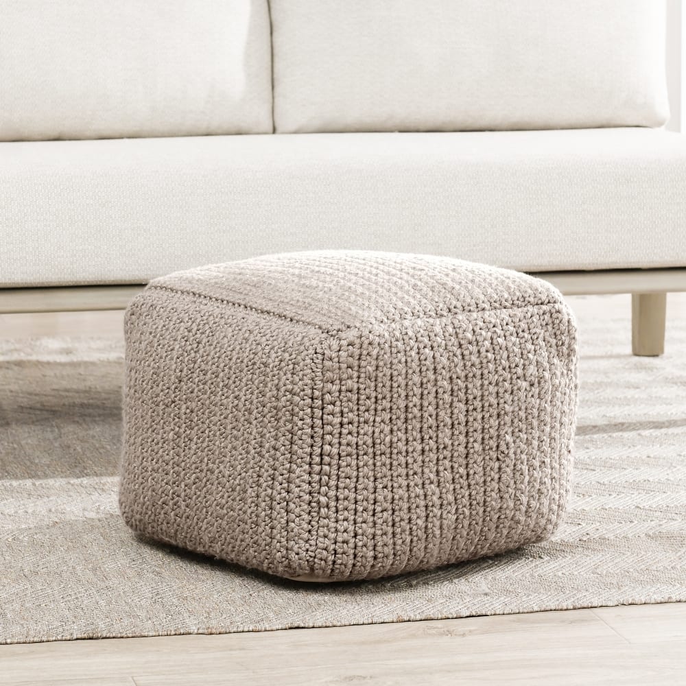 Villa by Classic Home Prism 18" Handwoven Square Pouf