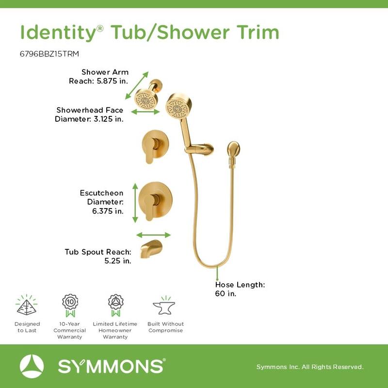 Symmons 679615TRM Identity HydroMersion Pressure Balanced Tub and
