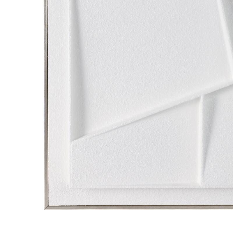 Canvas Wall Art Dimensional Plaster Paintings (Set of 4) - 20" White