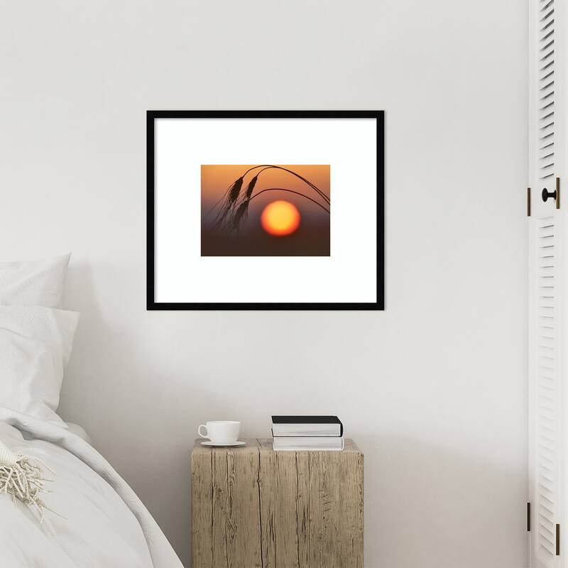 Wheat and Sunrise by Dennis Frates Wood Framed Wall Art Print