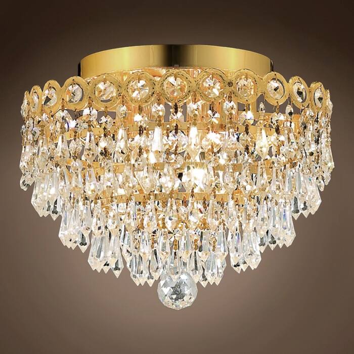 Empire 4 Light 12" Gold Flush Mount With Clear European/Swarovski Crystals - 10.00