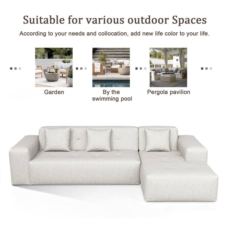 Outdoor Upholstered Chaise Modular Sectional Sofa Set