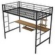 preview thumbnail 9 of 10, Black Twin Size Metal Loft Bed with Desk and Shelf , Space Saving Design for Kids, Bedroom