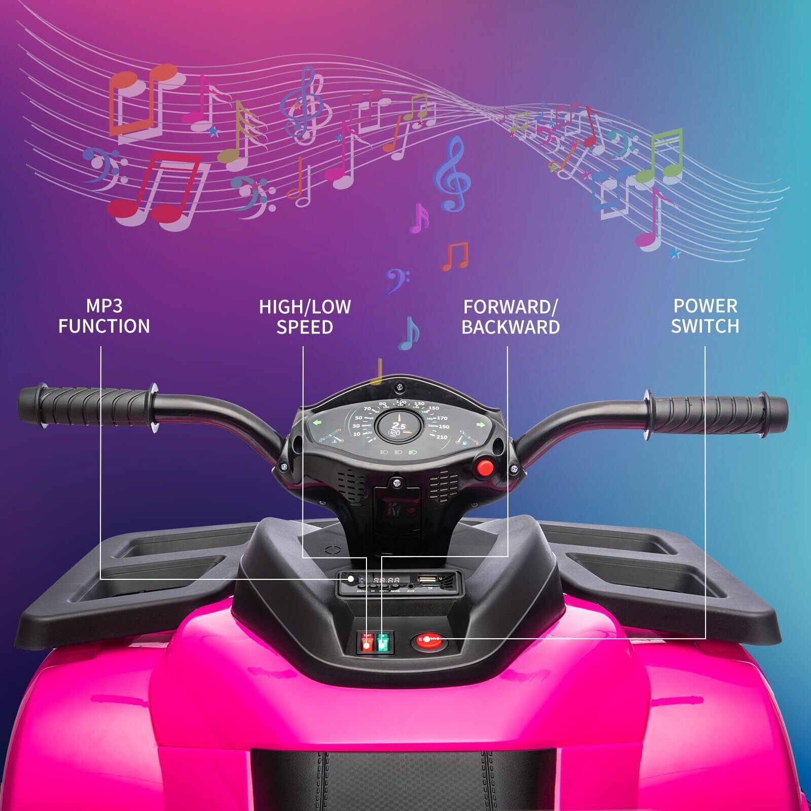 2 Seater Kids Ride On ATV 4 Wheeler Electric Vehicle - Bed