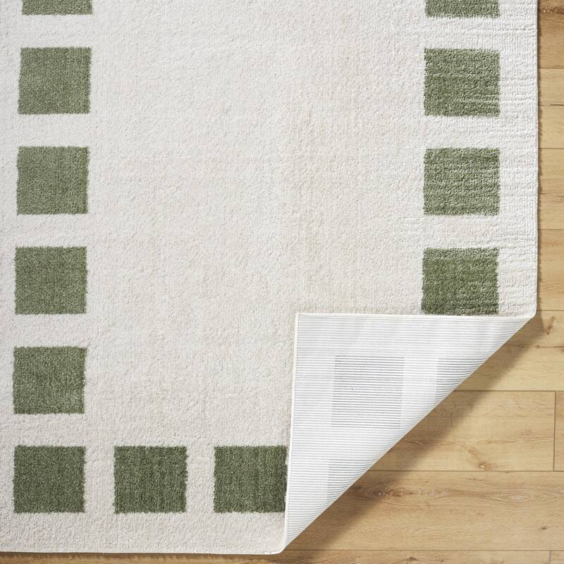 Livabliss Scandinavian Fossay Shag Checkered Washable Area Rug