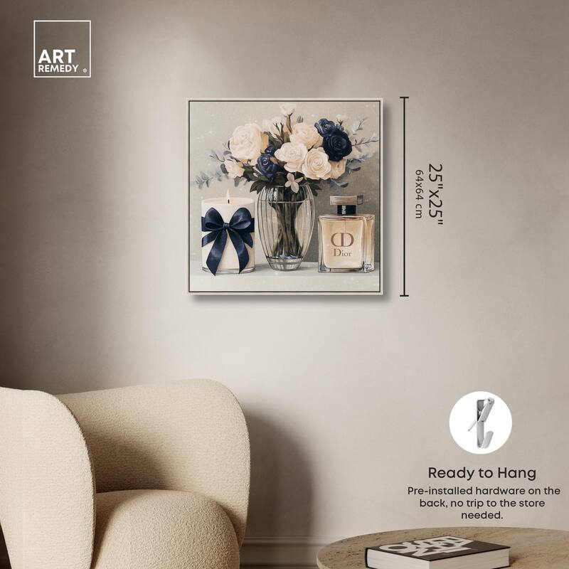 Ivory Perfume Flowers in Vase Canvas by Art Remedy