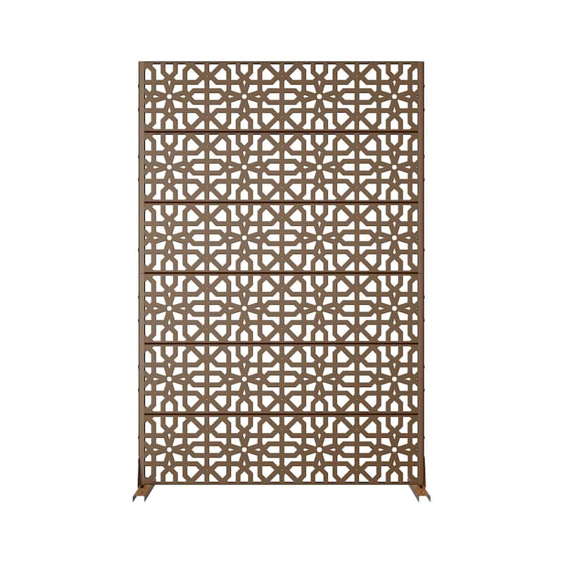 Dovelina 72'' x 47'' Privacy Metal Screen Fence Panel - Rust - 72*47
