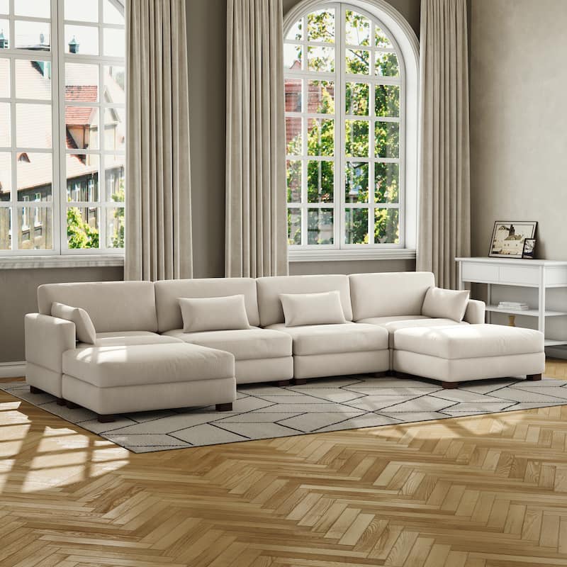 Corduroy Upholstered Modular Sectional Sofa for Living Room