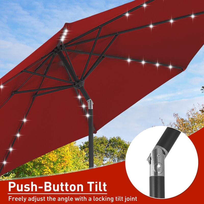 Autlaycil 10FT Solar Power LED Lights Patio Umbrella