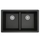 preview thumbnail 42 of 56, Karran Undermount Double Equal Bowl Quartz Kitchen Sink - 32" x 19.5" x 9" - 32" x 19.5" x 9" Black