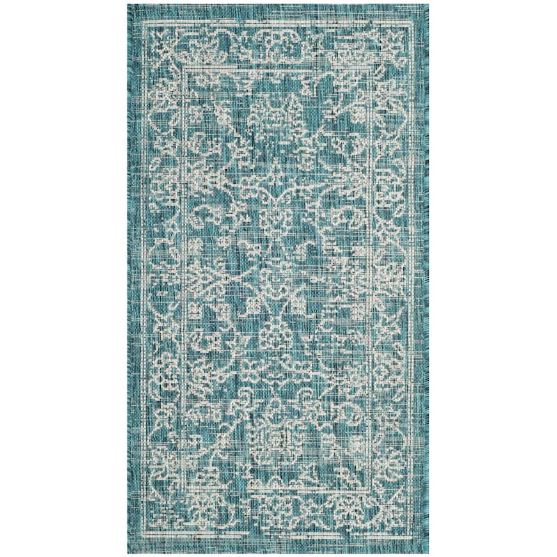 SAFAVIEH Courtyard Aquata Indoor/ Outdoor Waterproof Patio Backyard Rug - 2'3" x 5' - Turquoise