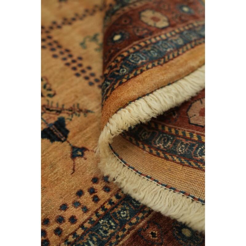 Hand Knotted Oriental 100% Wool Carpet Traditional Tribal Peach Gabbeh (Qashqai) Area Rug - 6' 7'' X 3' 11''