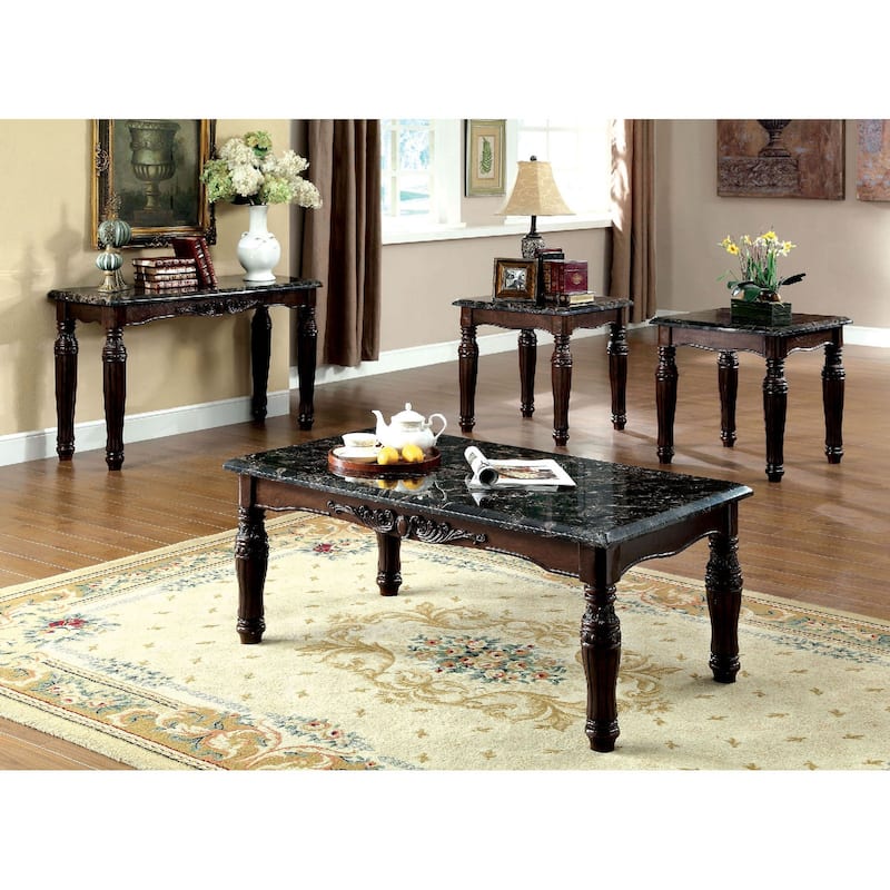 3 Piece Table Set in Espresso and Black