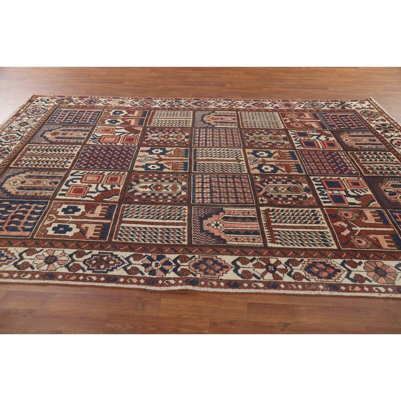 Garden Design Bakhtiari Vintage Persian Area Rug Handmade Wool Carpet - 6'9" x 10'3"