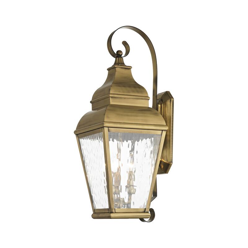 Livex Lighting Exeter 3 Light 28" High Outdoor Wall Sconce - Antique Brass
