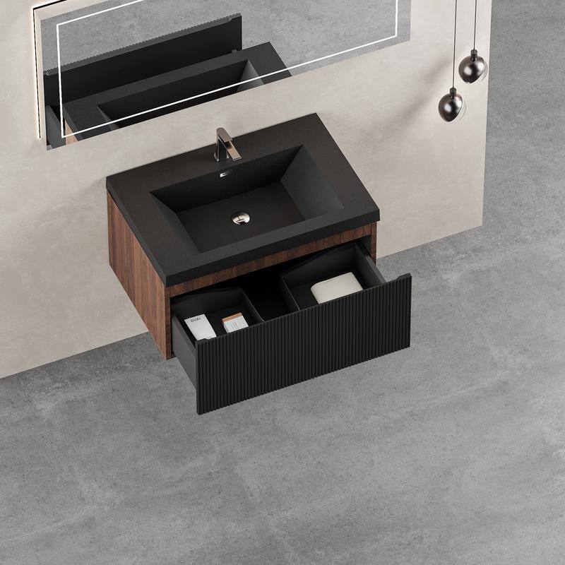 ABRUZZO Floating Vanity with Integrated Top Sink Soft-Close Wall-Mount Bathroom Cabinet