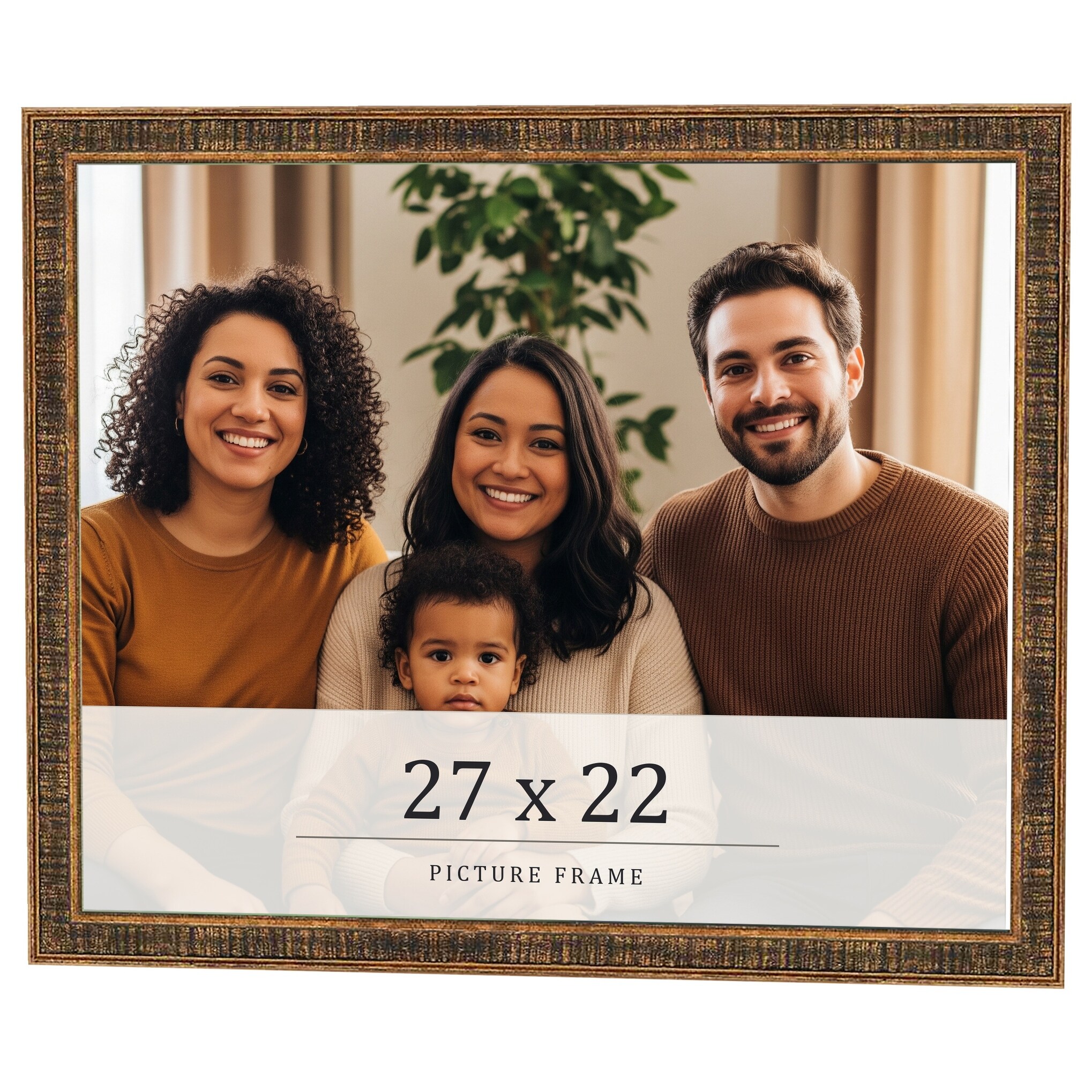 27x22 Frame Black Real Wood Picture Frame Kingsley Gold Distressed Photo Frame with UV Acrylic Foam Board Backing &