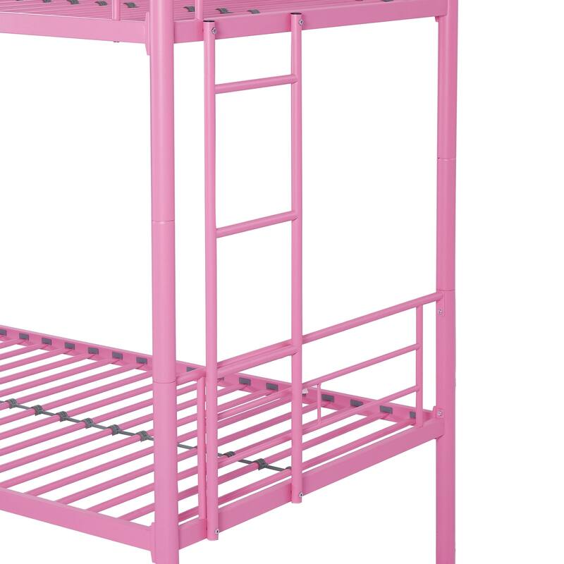VECELO Twin Over Twin Metal Bunk Bed Frame for Kids Teens, Heavy Duty Noise-Free Platform Bed, Storage Space