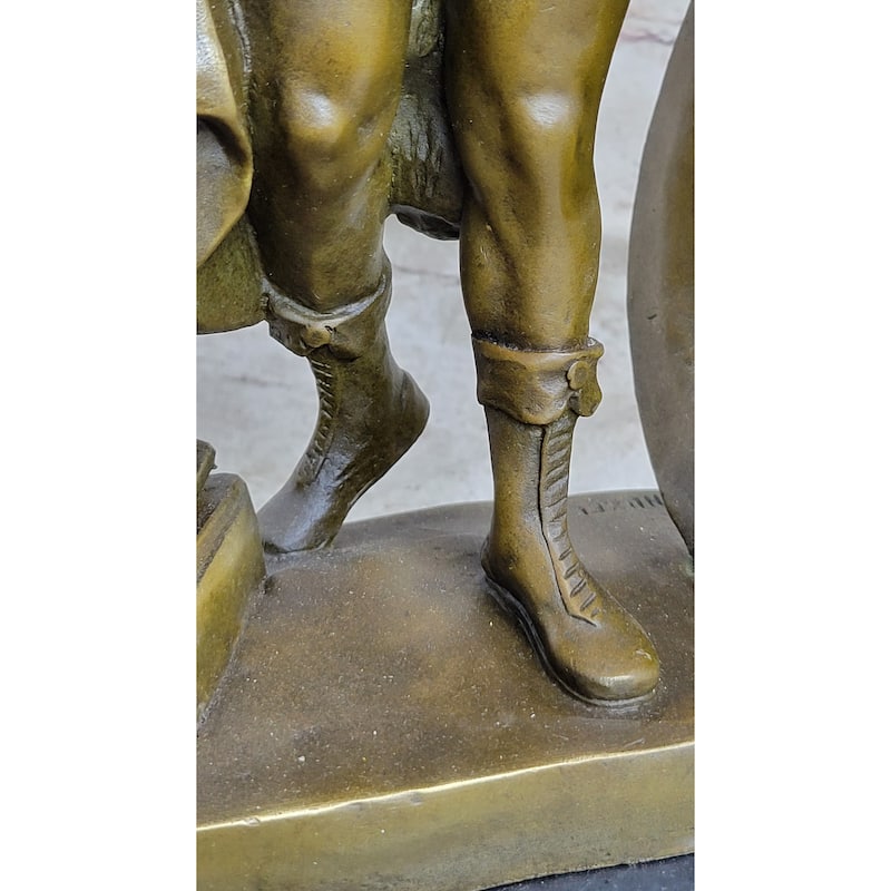 Art Deco Large Odysseus Roman Warrior Bronze Sculpture Marble Base Figure Decor