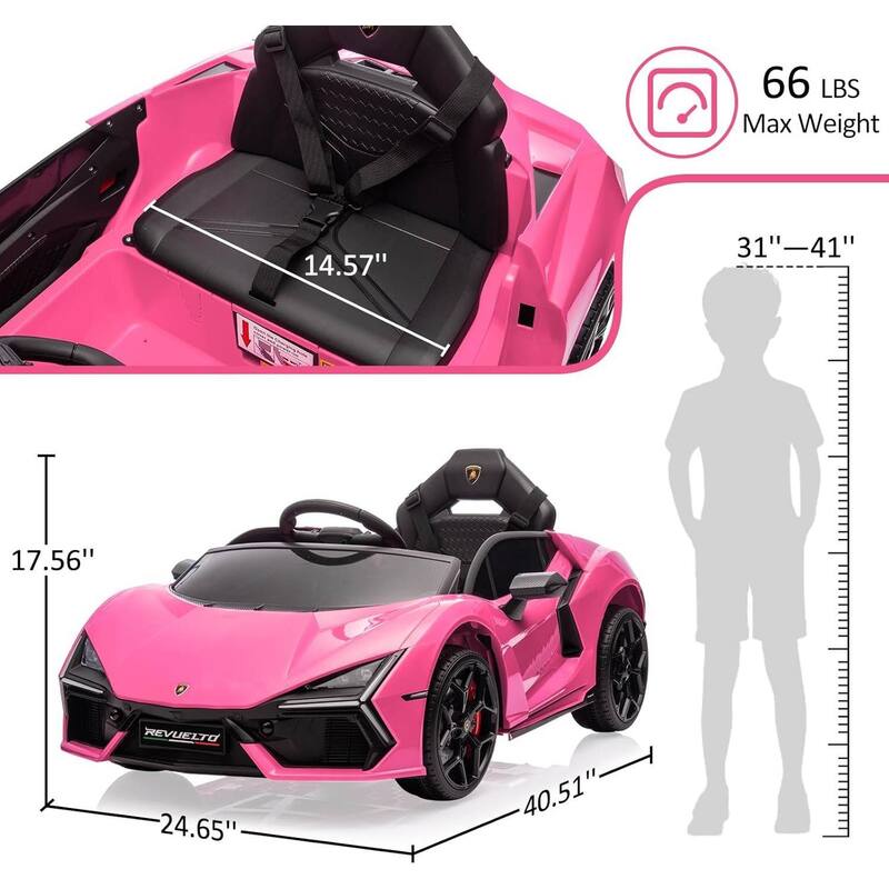 12V Kids Ride on Car Toy, Licensed Lamborghini Revuelto for Kids Best Gift