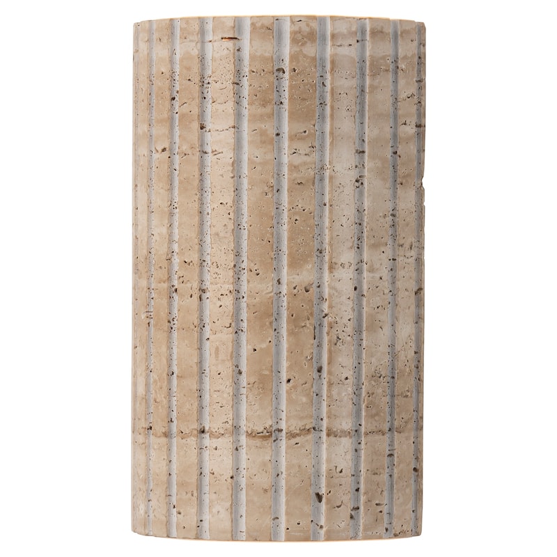 Travertine Dimmable LED Wall Sconce with Vertical Grooved Design