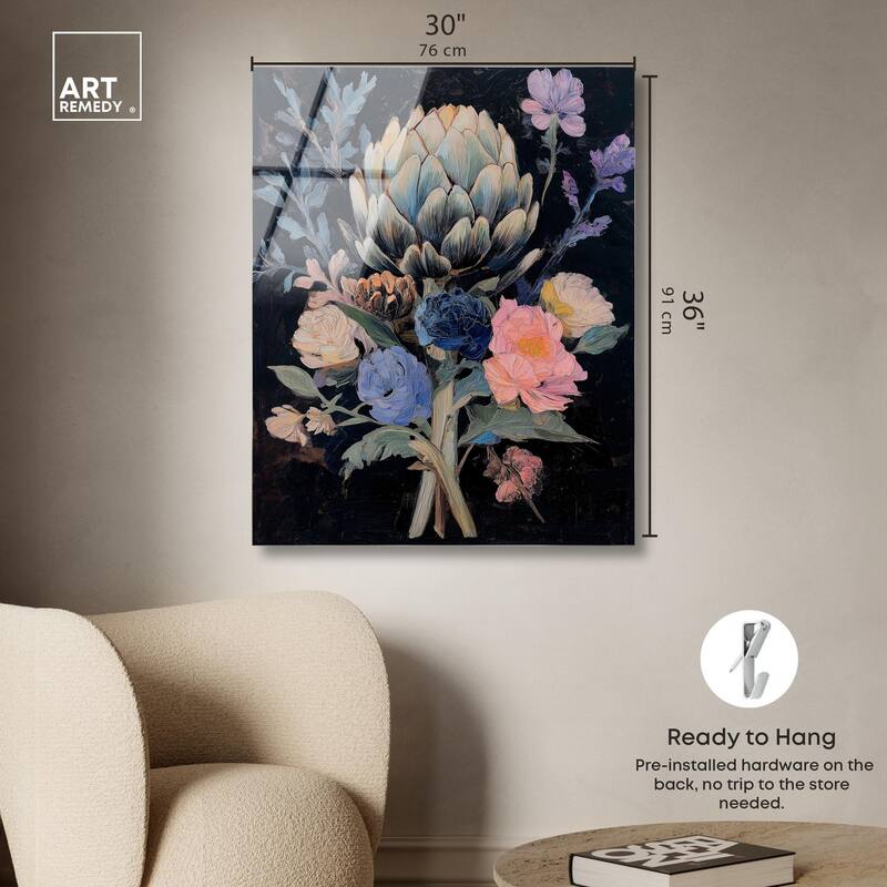 Moody Artichoke I Acrylic by Art Remedy, Ready to Hang