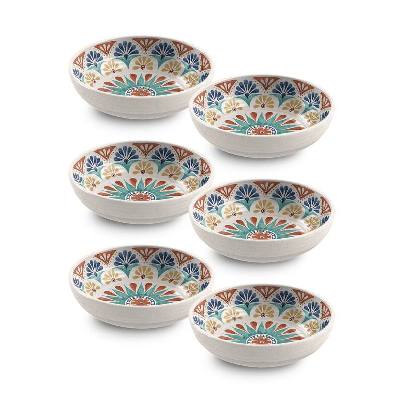 Abode Homewares Desert Rio Planta Low Bowl - Multicolor - 8" - Set of 6 - 6 Piece