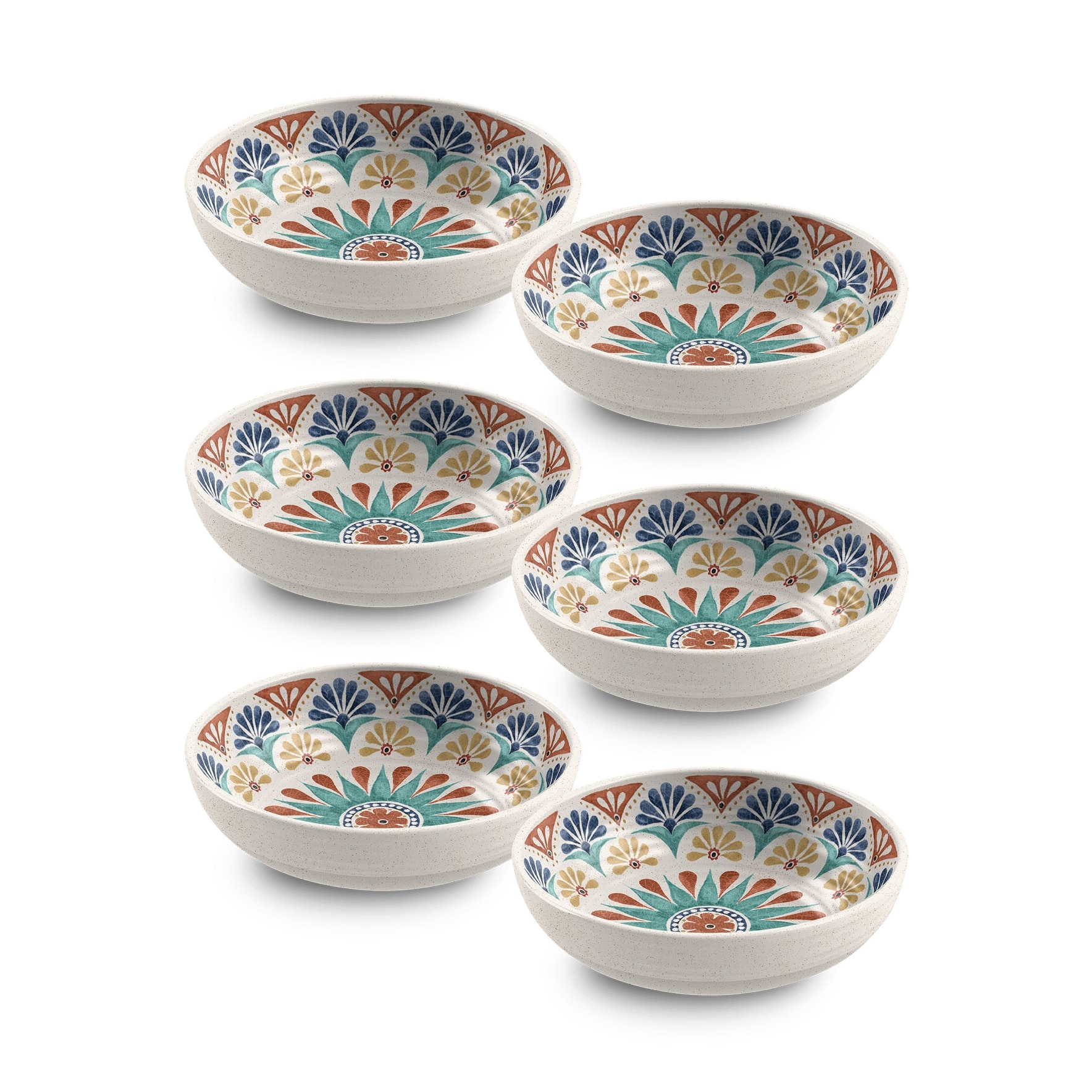 Abode Homewares Desert Rio Planta Low Bowl - Multicolor - 8" - Set of 6
