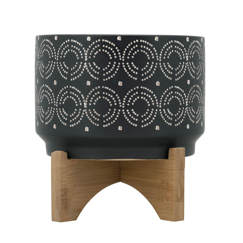 7inch Swirl Planter on Stand,Black