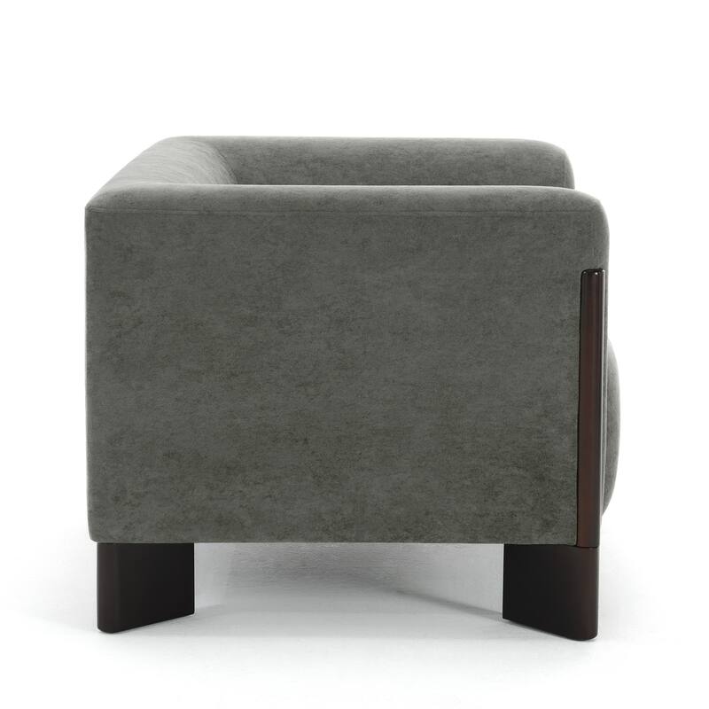 Velvet/ Chenille Nordic Wide Seat Tuxedo Arms Barrel Chair