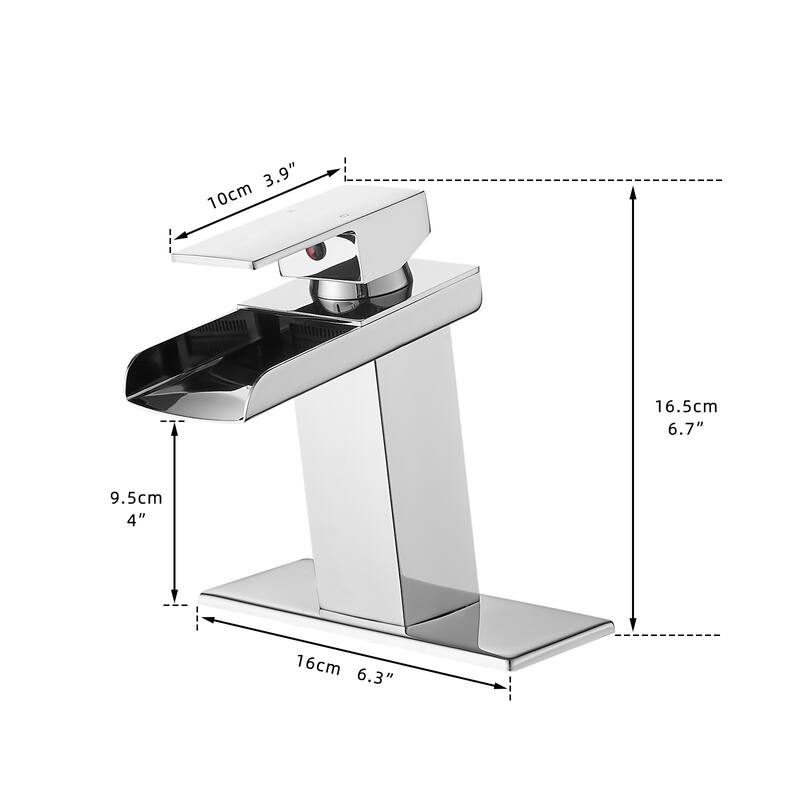 Modern Single Handle Waterfall Bathroom Sink Faucet with Overflow Pop Up Drain, Rust Resistant, Single Hole