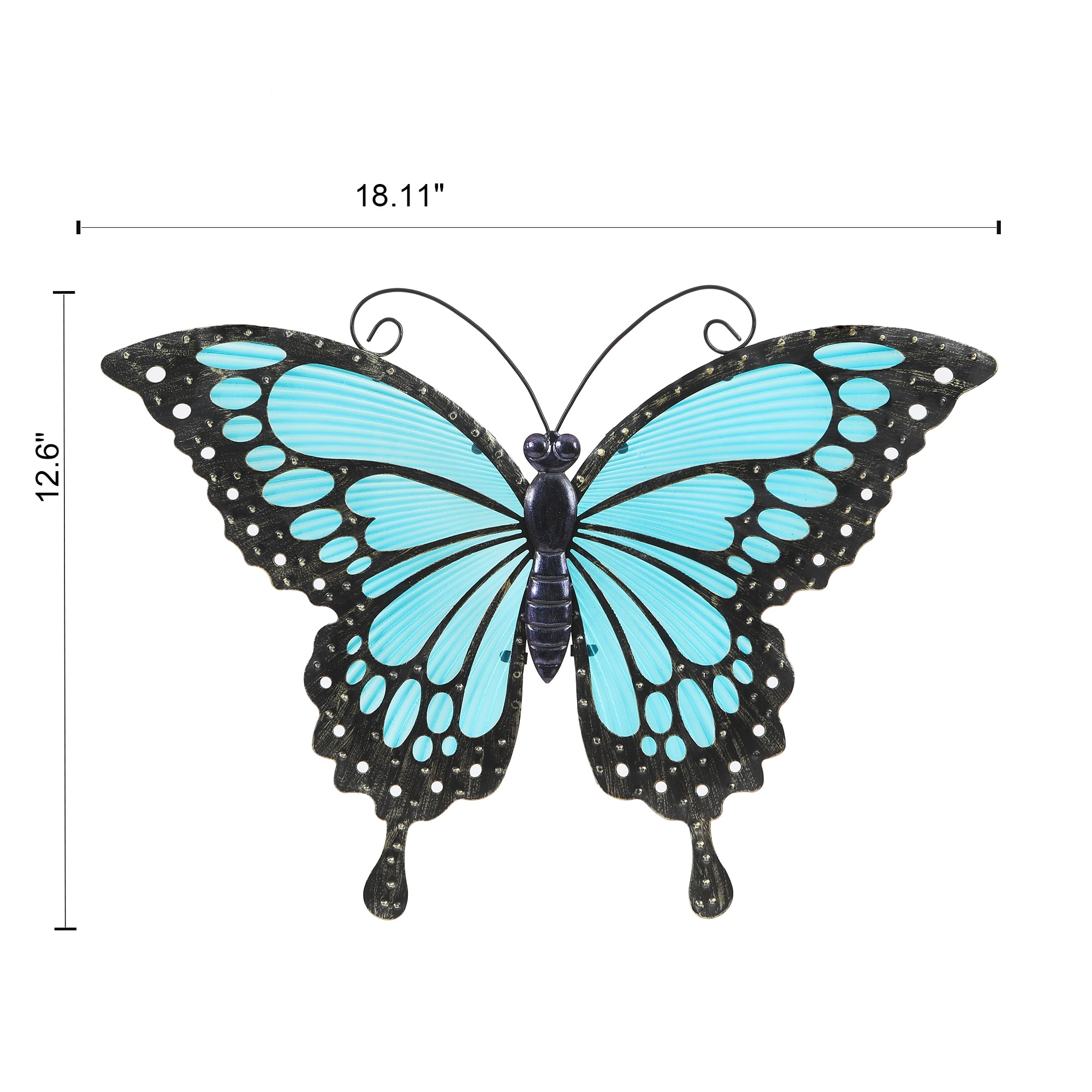 Blue Butterfly Glass and Metal Outdoor Wall Decor - Bed Bath