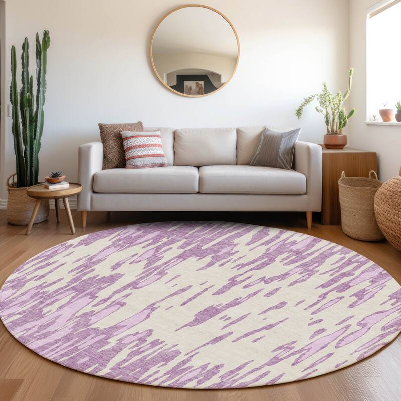 Premium Washable Super Soft Abstract Modern Mayfield Rug - Lavender - 8' x 8'
