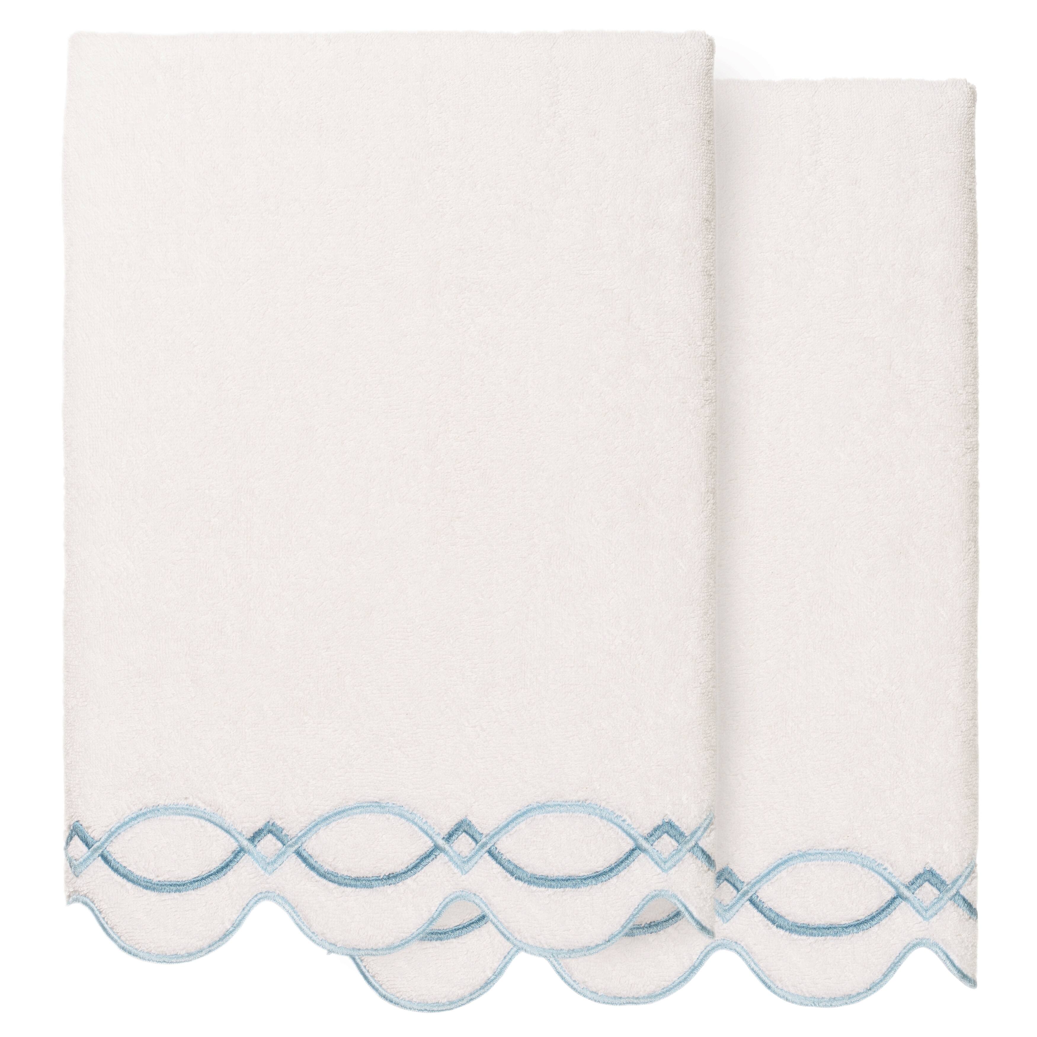 Authentic Hotel and Spa 100% Turkish Cotton DIAMOND CHAIN Scallop Embellished Towel Collection