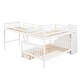 preview thumbnail 7 of 14, Triple Bedframe w/ 3 Drawers, White Platform, L-Shaped Twin Over Full Bunk Bed