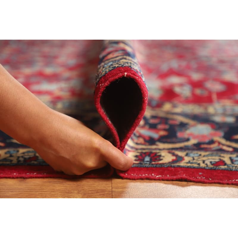 Hand Knotted Oriental 100% Wool Carpet Traditional All-Over Red Kerman Area Rug - 12' 2'' X 9' 2''