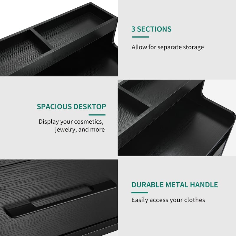 Moasis Modern 6-Drawer Storage Chest Dresser Drawer Organizers with LED Light