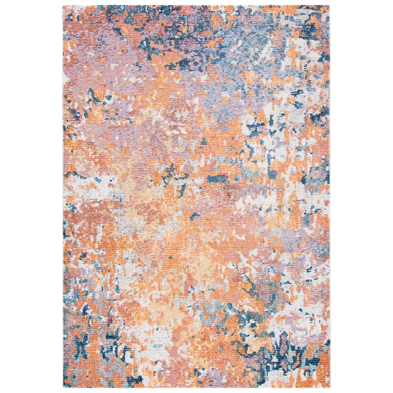SAFAVIEH Crystal Theofania Modern Abstract Distressed Rug - 6'3" Square - Gold/Blue