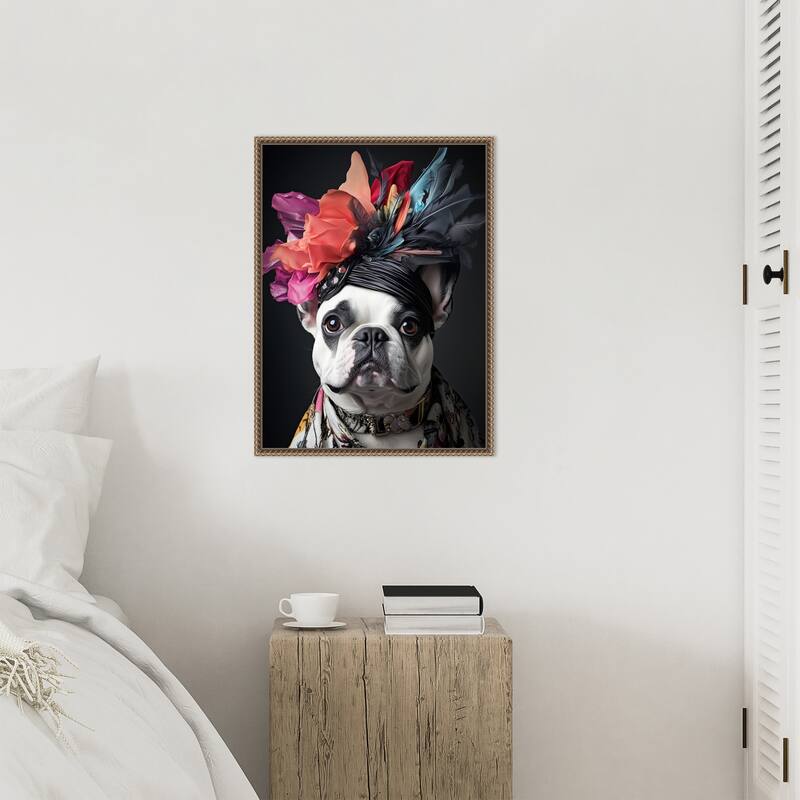 The Regal French Bulldog by Mowzu Framed Canvas Wall Art