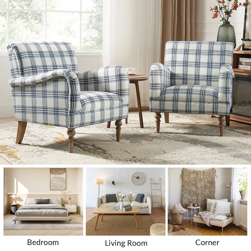 Mandan 29.5" Wide Traditional Accent Armchair with Solid Wood Legs Set of 2 by HULALA HOME