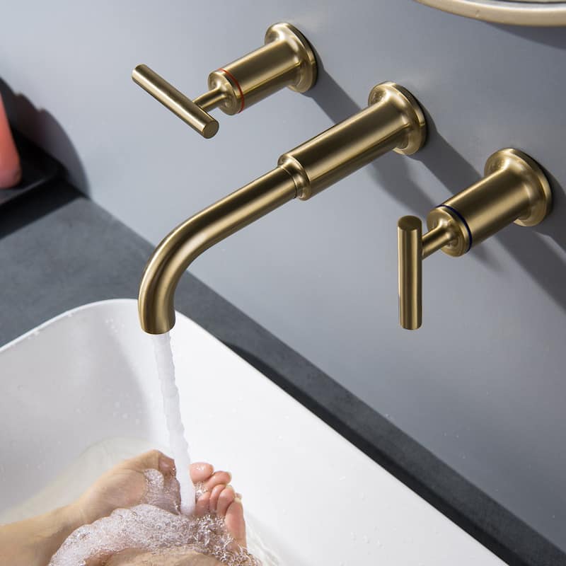 Double Handle into wall Bathroom Faucet With Double Handles