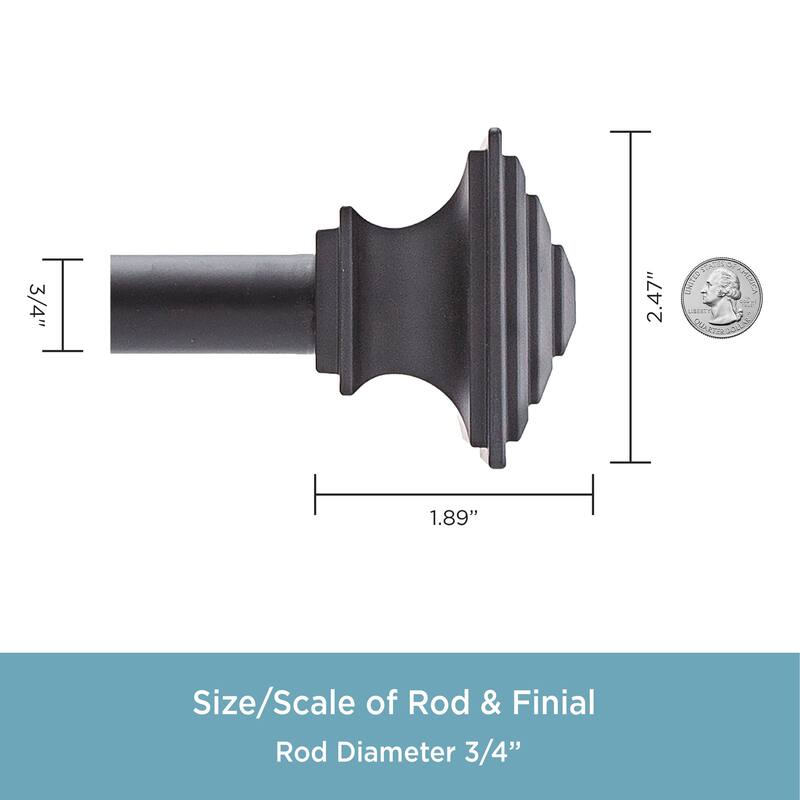 Kenney® Mission 3/4" Decorative Bay Window Curtain Rod, 78-144", Black
