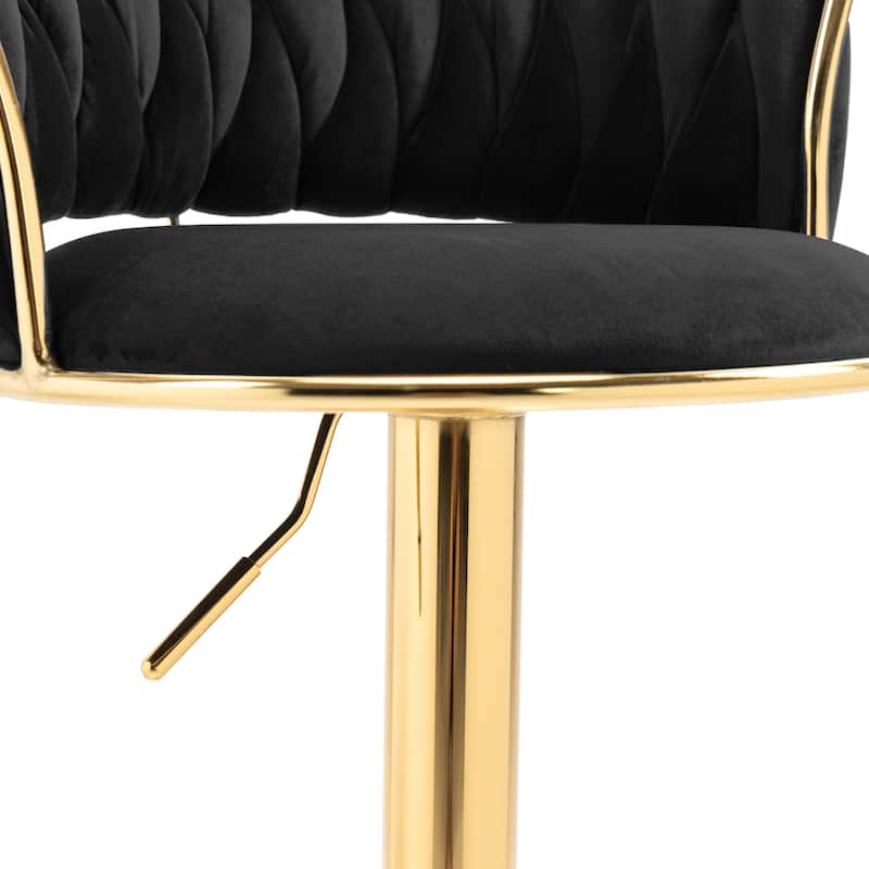 4 Set Modern Velvet Adjustable Swivel Bar Stools with Metal Frame