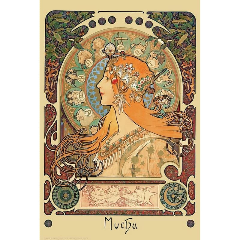 Mucha Zodiac Art Poster - 24 x 36 Inch